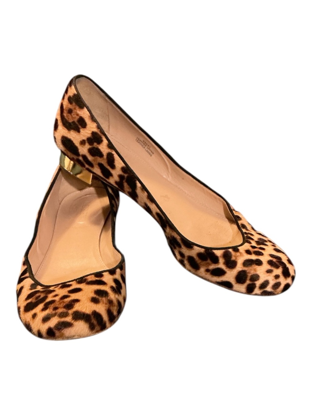 Leopard Print Round-Toe Women's Flats - Brown
